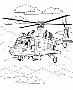 Раскраска игрушечный военный вертолет с лицом