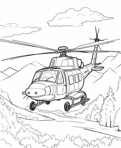 Раскраска вертолет «Небесная машина»