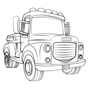 Раскраска грузовик с мигалками