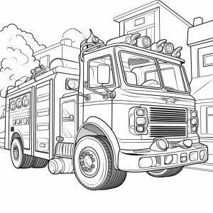 Раскраска пожарный автомобили с насосом высокого давления