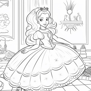 Раскраска принцесса белоснежка в бальном платье