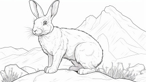 Раскраска кролик на фоне гор