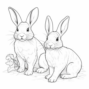 Раскраска пара белых кроликов