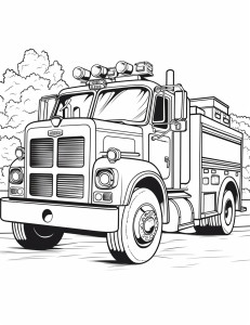 Раскраска пожарная машина «Пожарник на колесах»