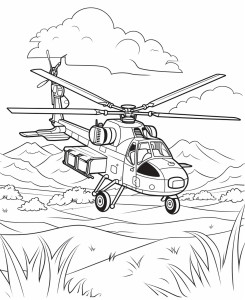 Раскраска вертолет «Стрела» в горах