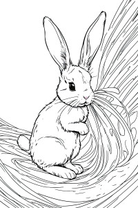 Раскраска заяц беляк в сене