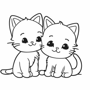 Раскраска два милых котенка