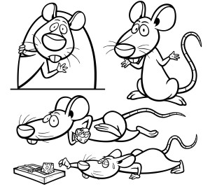 Раскраска крыса из мультфильма и мышеловка