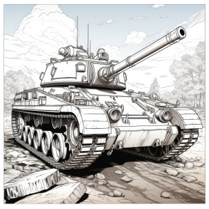 Раскраска реалистичный танк