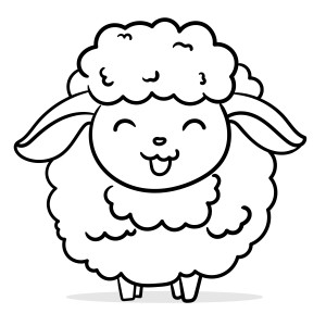 Раскраска овечка с длинными ушами и улыбкой
