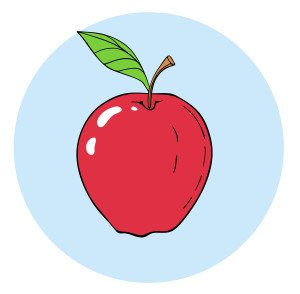 Раскрашенная картинка: хрустящее яблоко