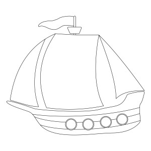 Раскраска корабль парусник с иллюминаторами