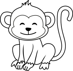 Раскраска улыбающаяся обезьяна мартышка сидит