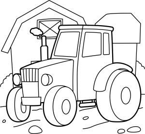 Раскраска трактор едет по грунтовой дороге