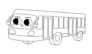 Раскраска сказочный детский автобус с лицом