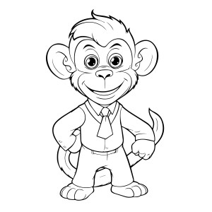 Раскраска обезьяна в костюме и галстуке