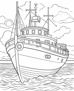 Раскраска корабль в море «Лазурные глубины»