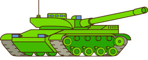 Раскрашенная картинка: атакующий танк