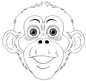 Раскраска голова обезьяны шимпанзе