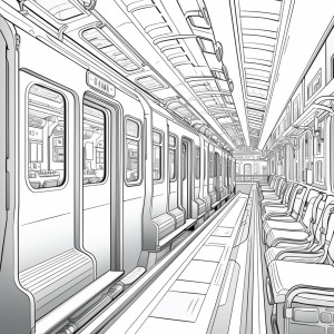 Раскраска вагон метро с сиденьями