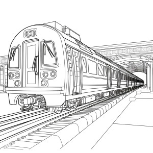 Раскраска поезд стоит на станции в метро