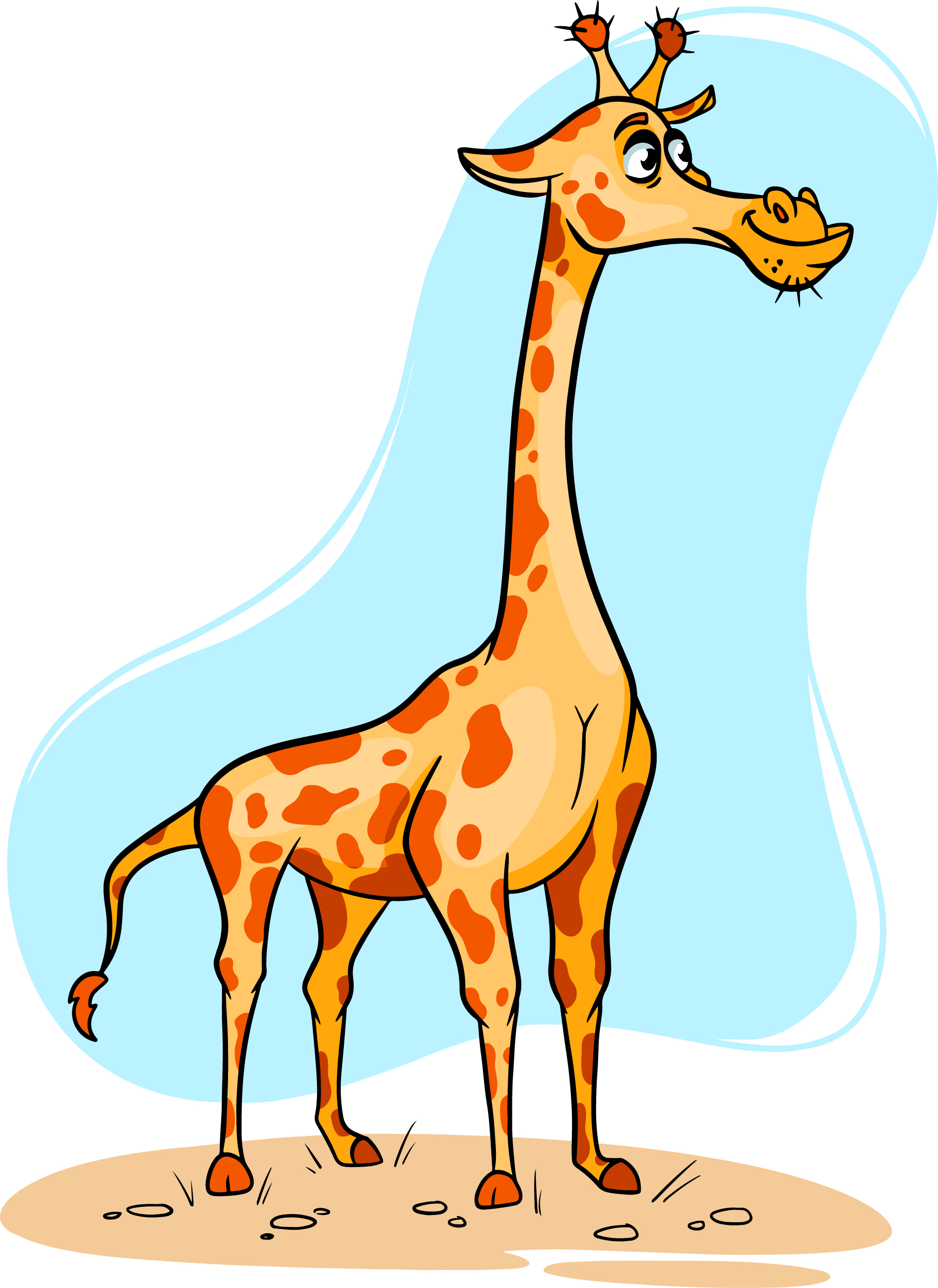 Образец раскрашенной картинки большой забавный жираф