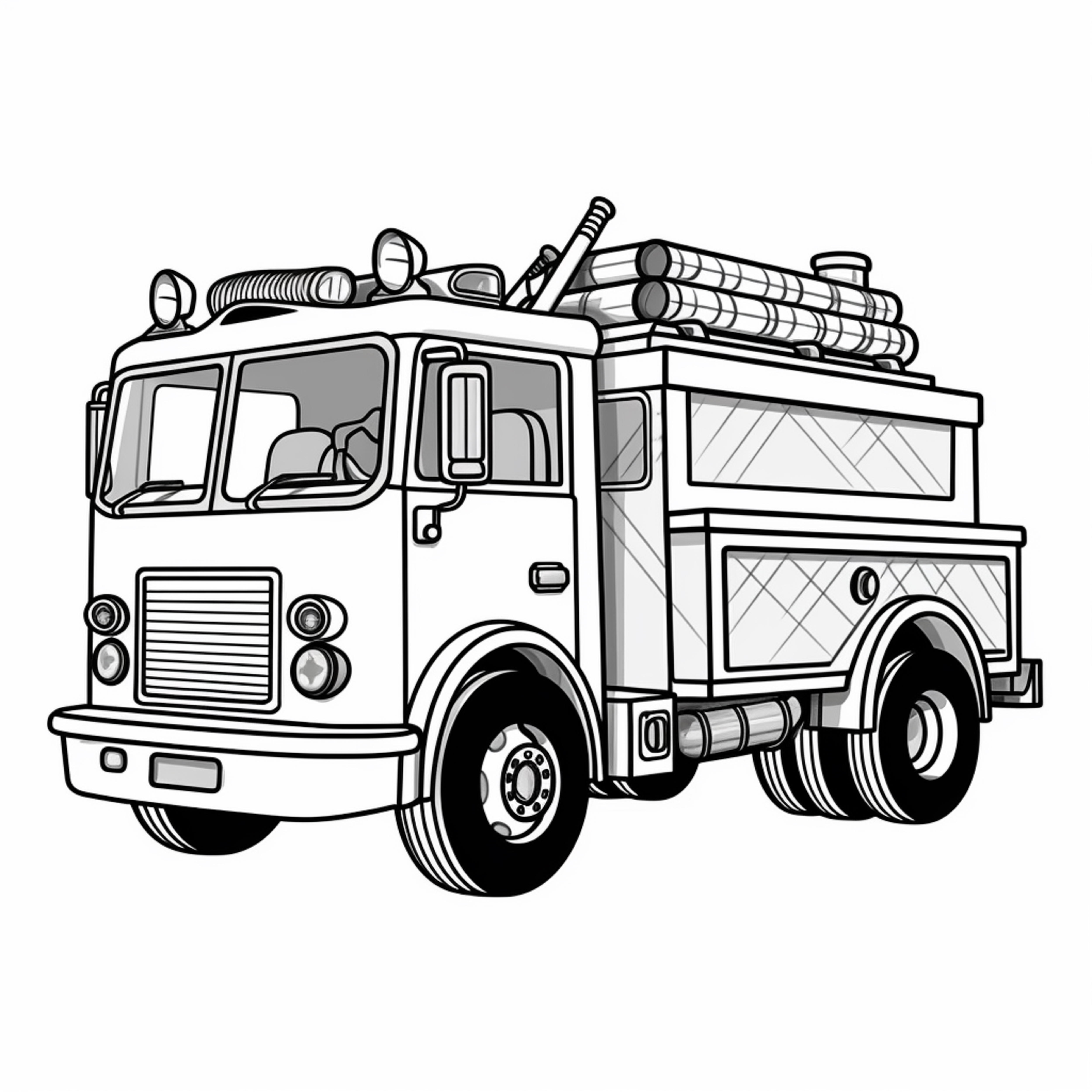 Раскраска пожарная машина «Пожарная команда» формата А4 в высоком качестве