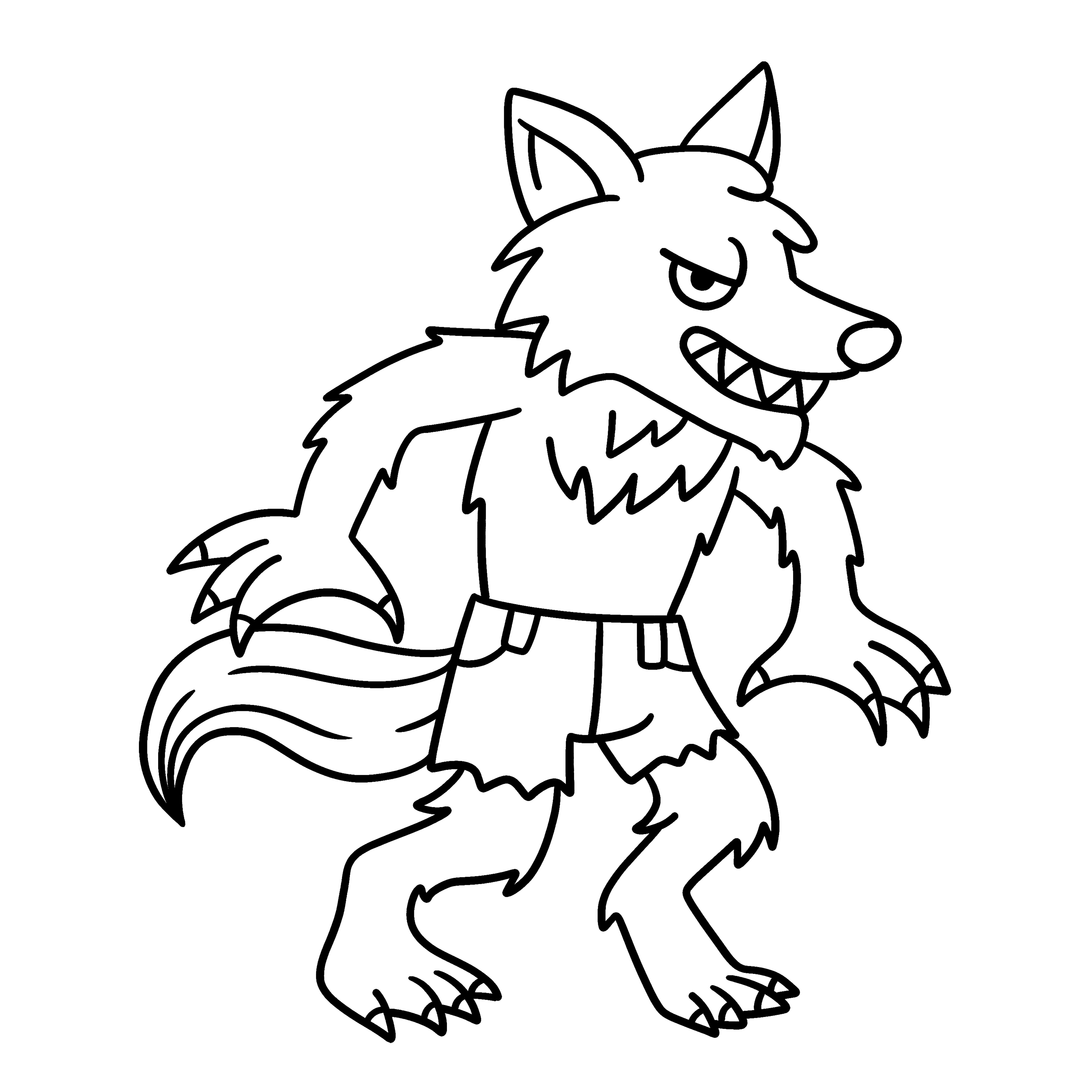Раскраска злой волк из мультфильма формата А4 в высоком качестве