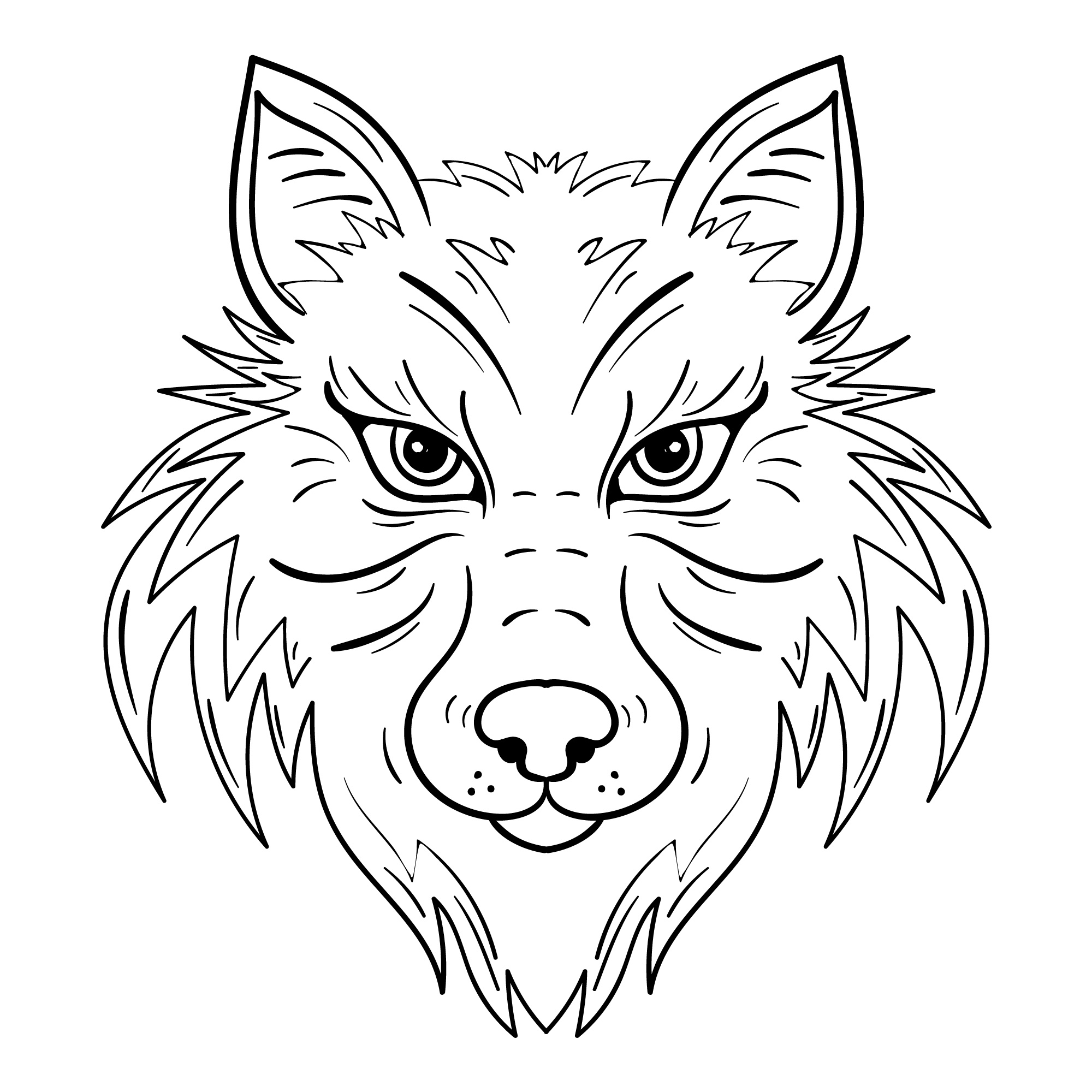Раскраска лицо волка формата А4 в высоком качестве
