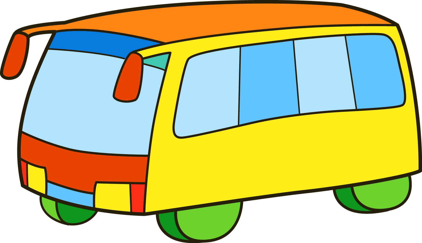 Раскраска автобус с большими зеркалами формата А4 в высоком качестве