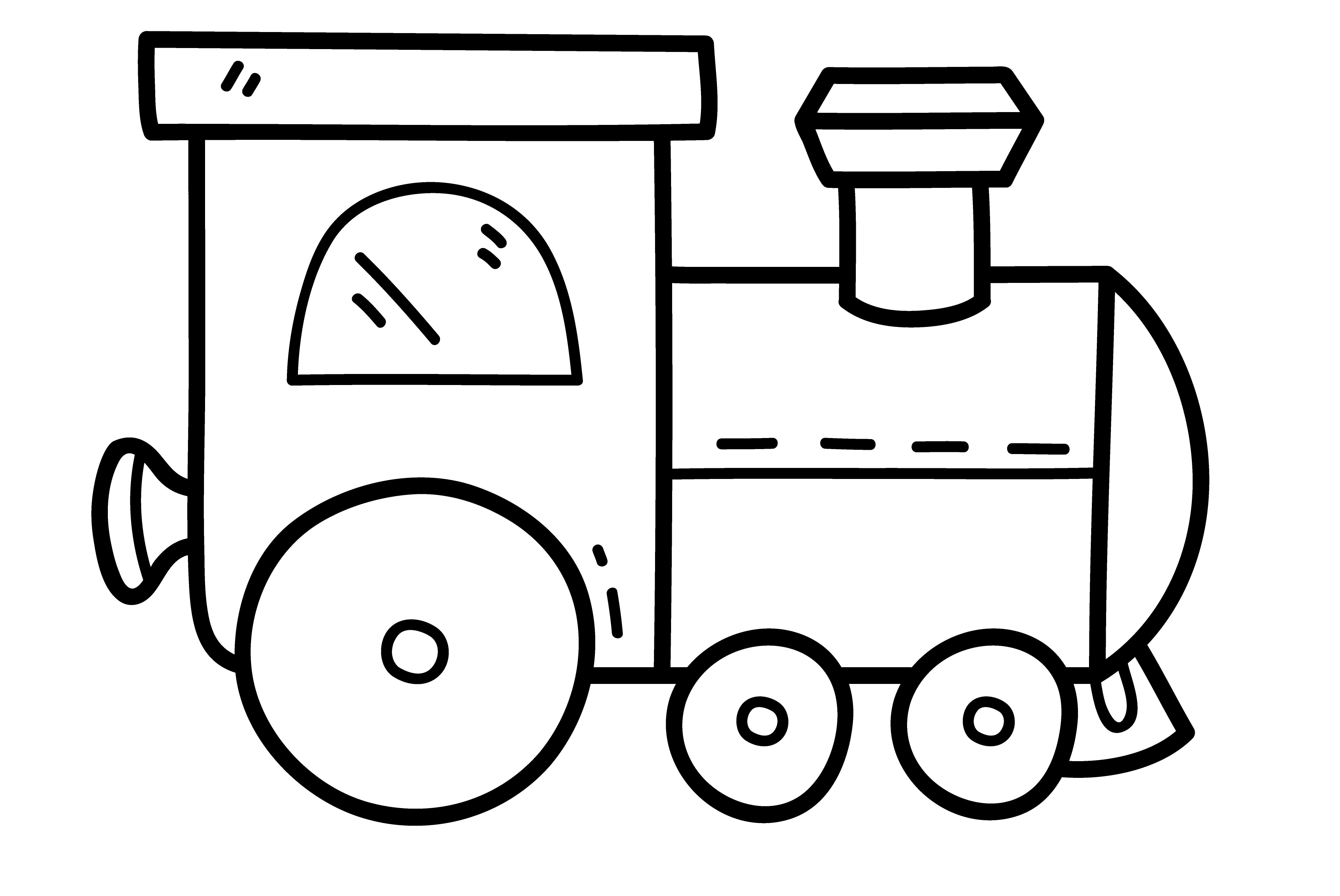 Раскраска иллюстрация детского игрушечного поезда формата А4 в высоком качестве