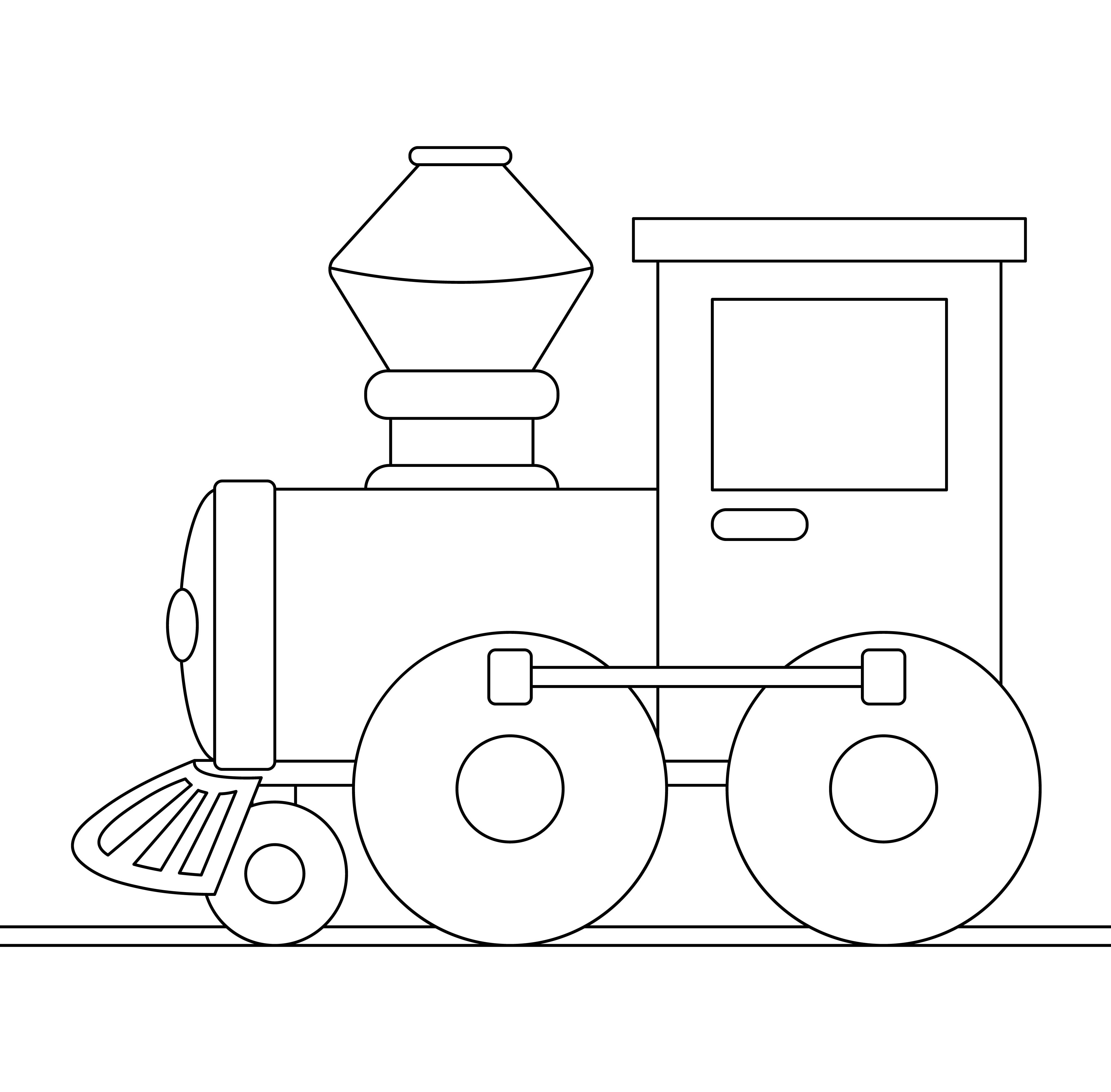 Раскраска нарисованный поезд паровоз формата А4 в высоком качестве