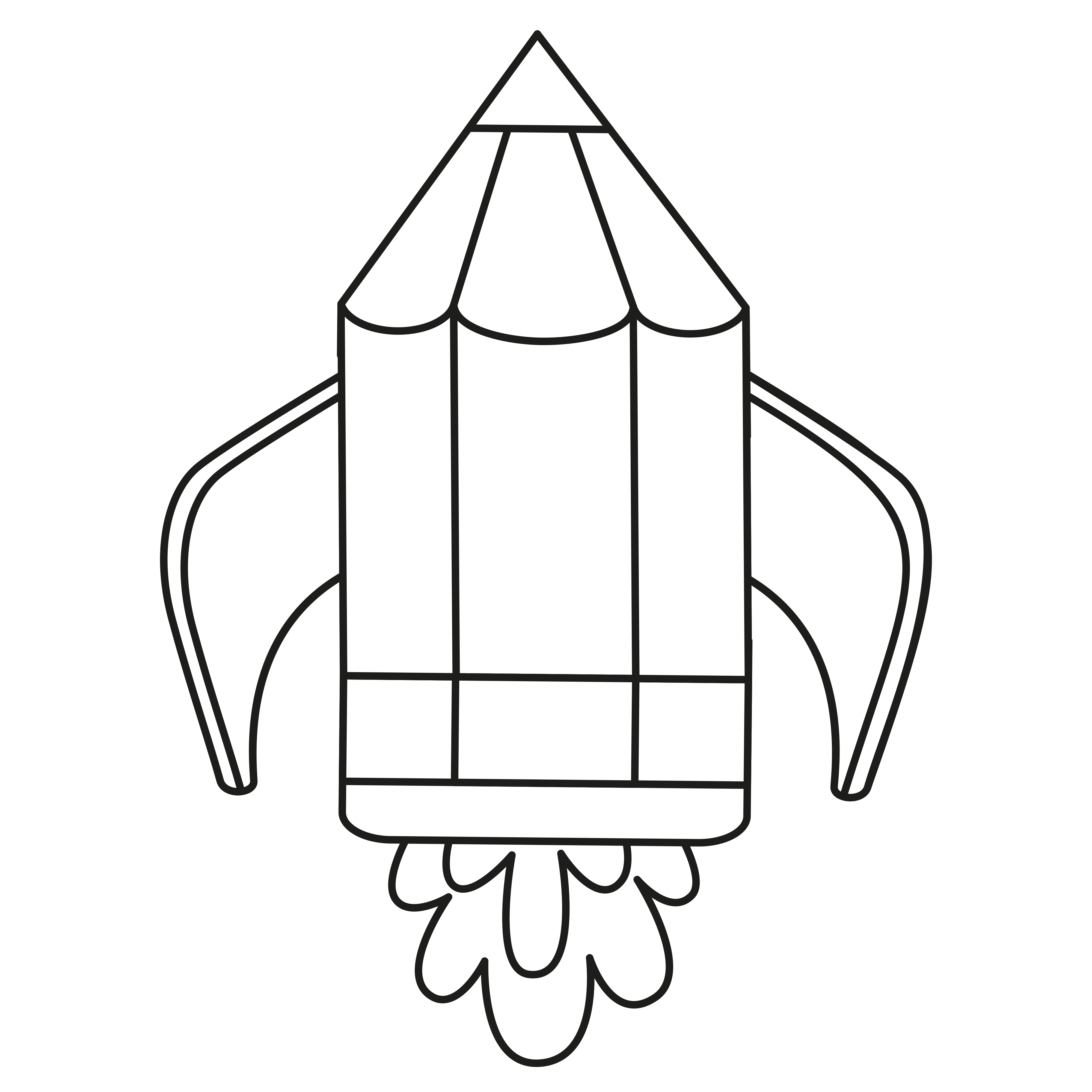Раскраска игрушка космическая ракета в виде карандаша формата А4 в высоком качестве