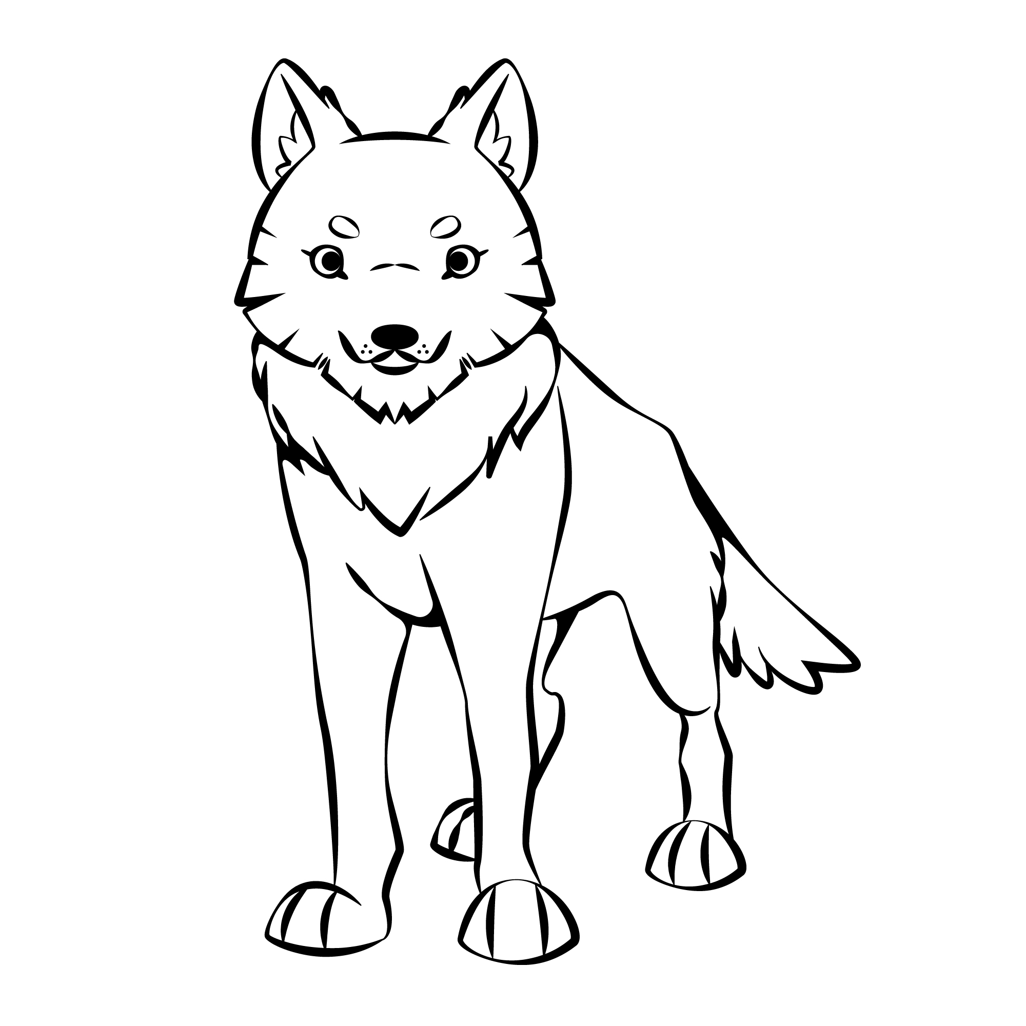 Раскраска мультяшный злой волк формата А4 в высоком качестве