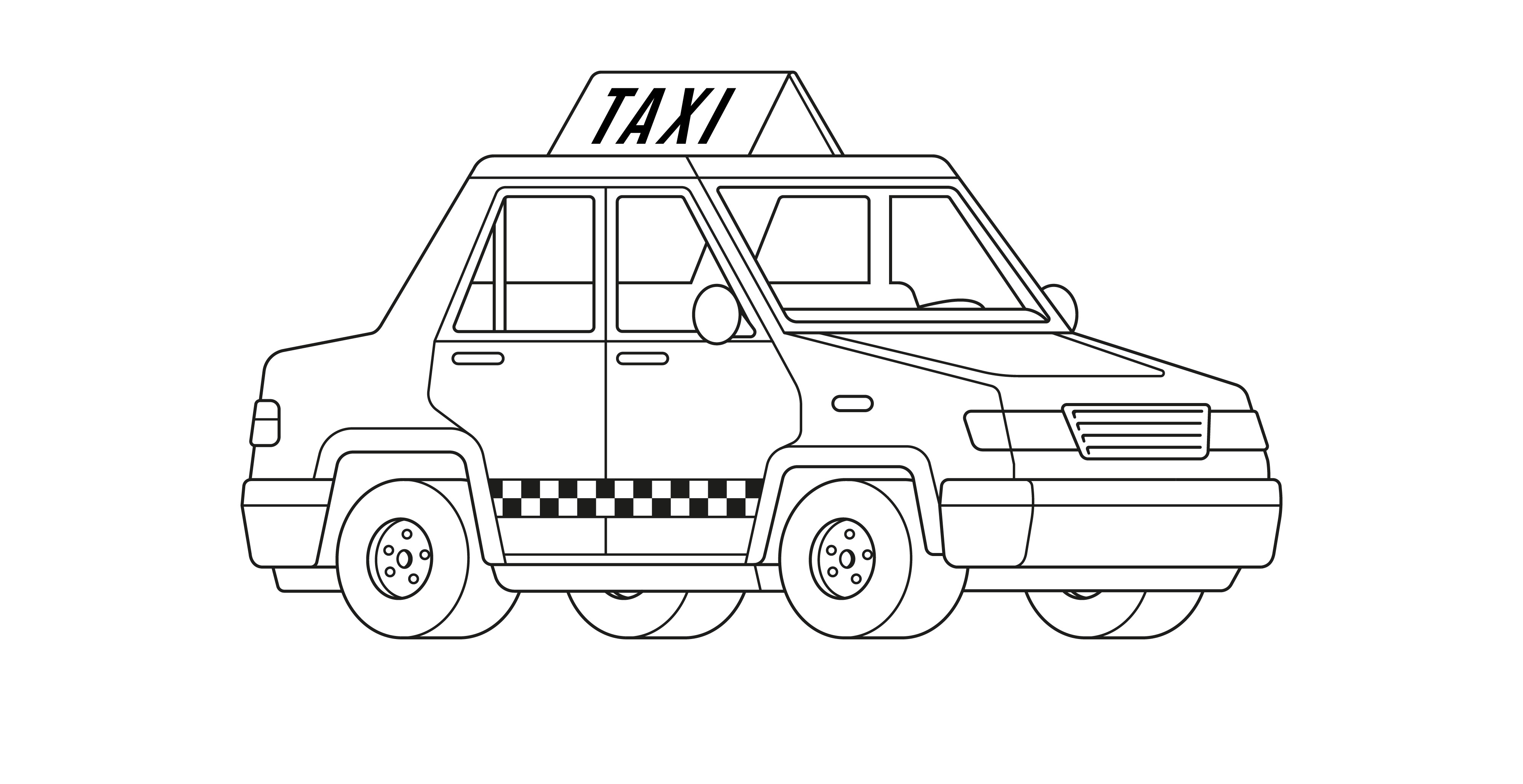 Раскраска мультяшное такси формата А4 в высоком качестве