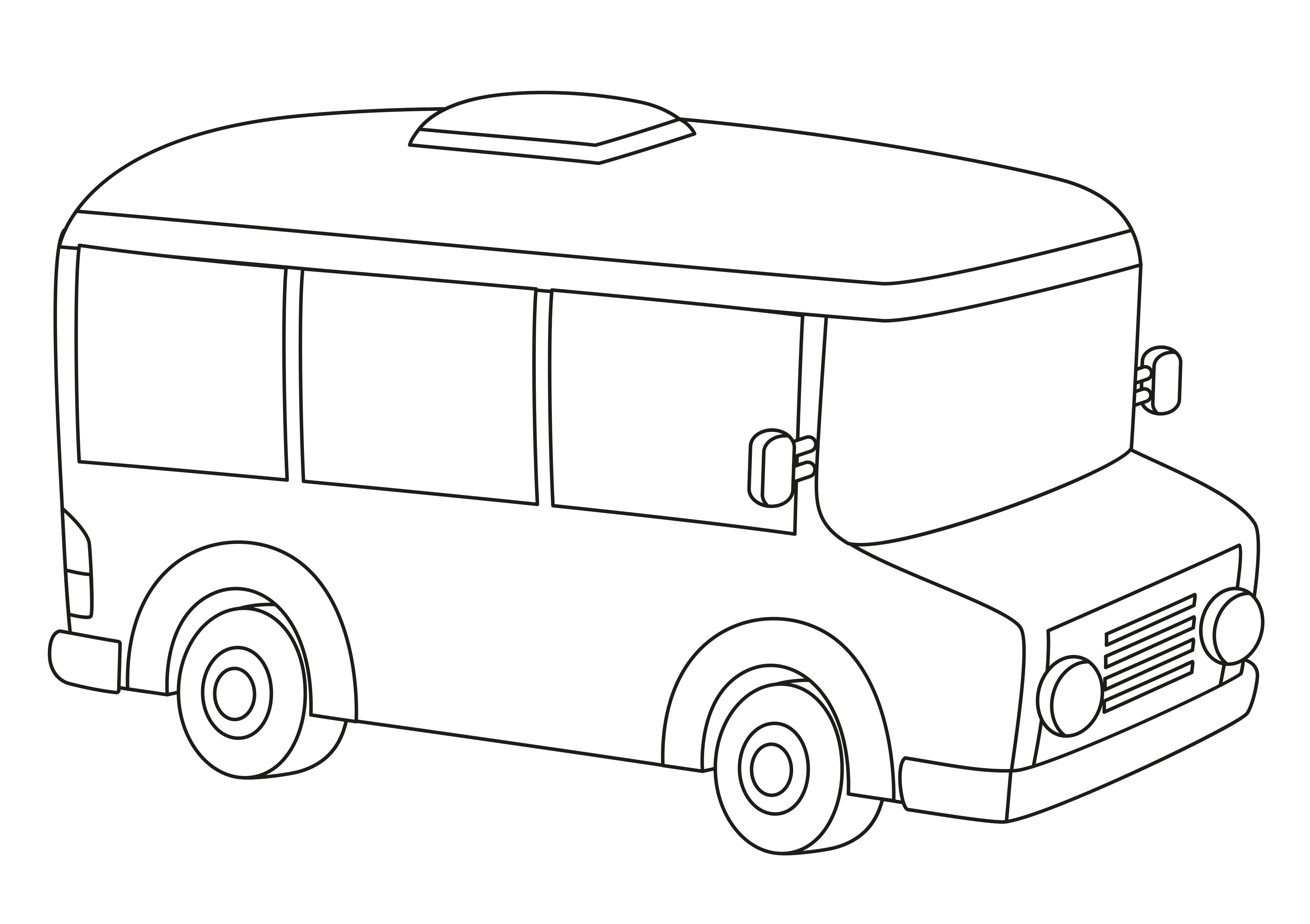 Раскраска простой контур автобуса формата А4 в высоком качестве