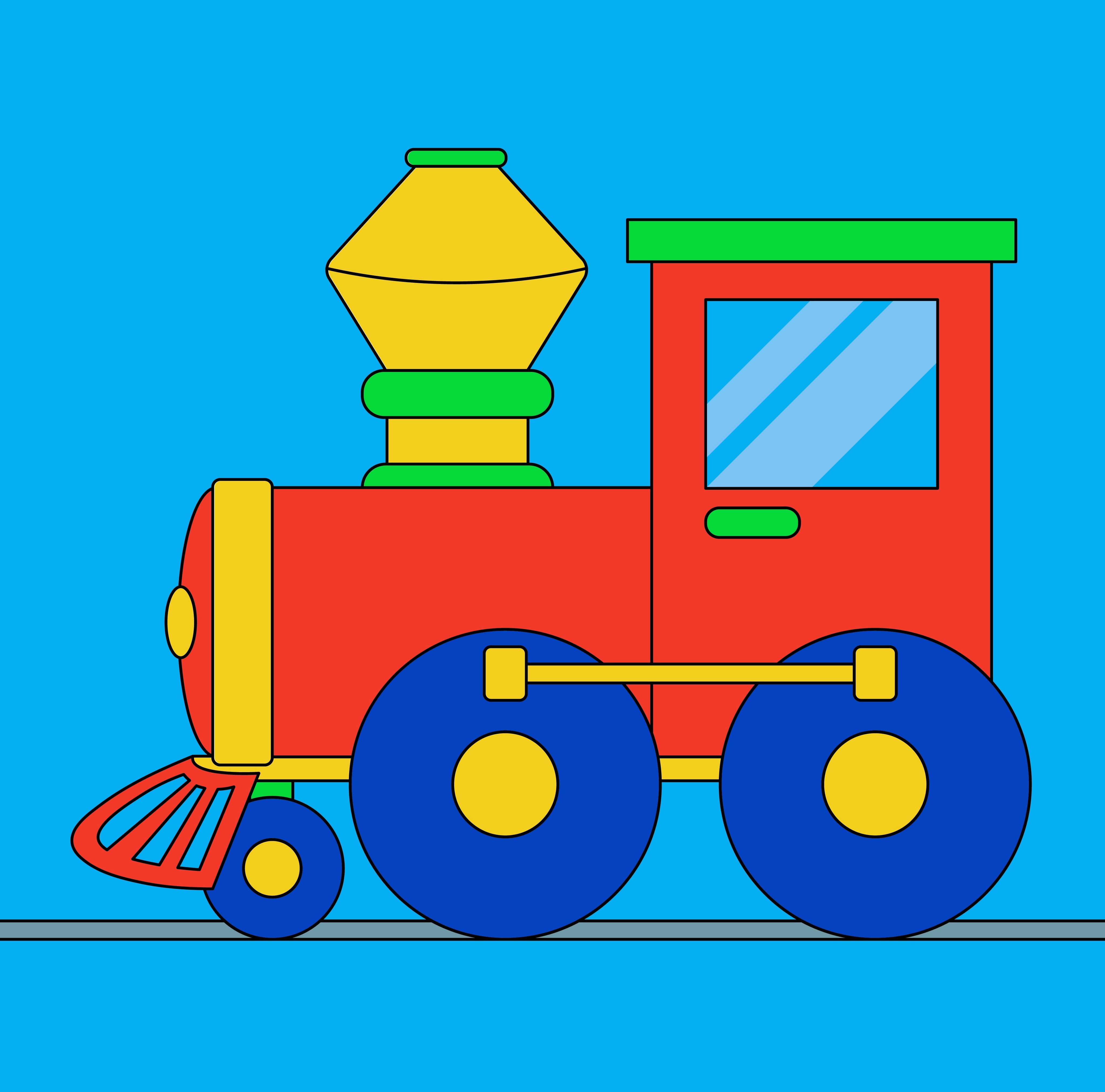 Образец раскрашенной картинки нарисованный поезд паровоз