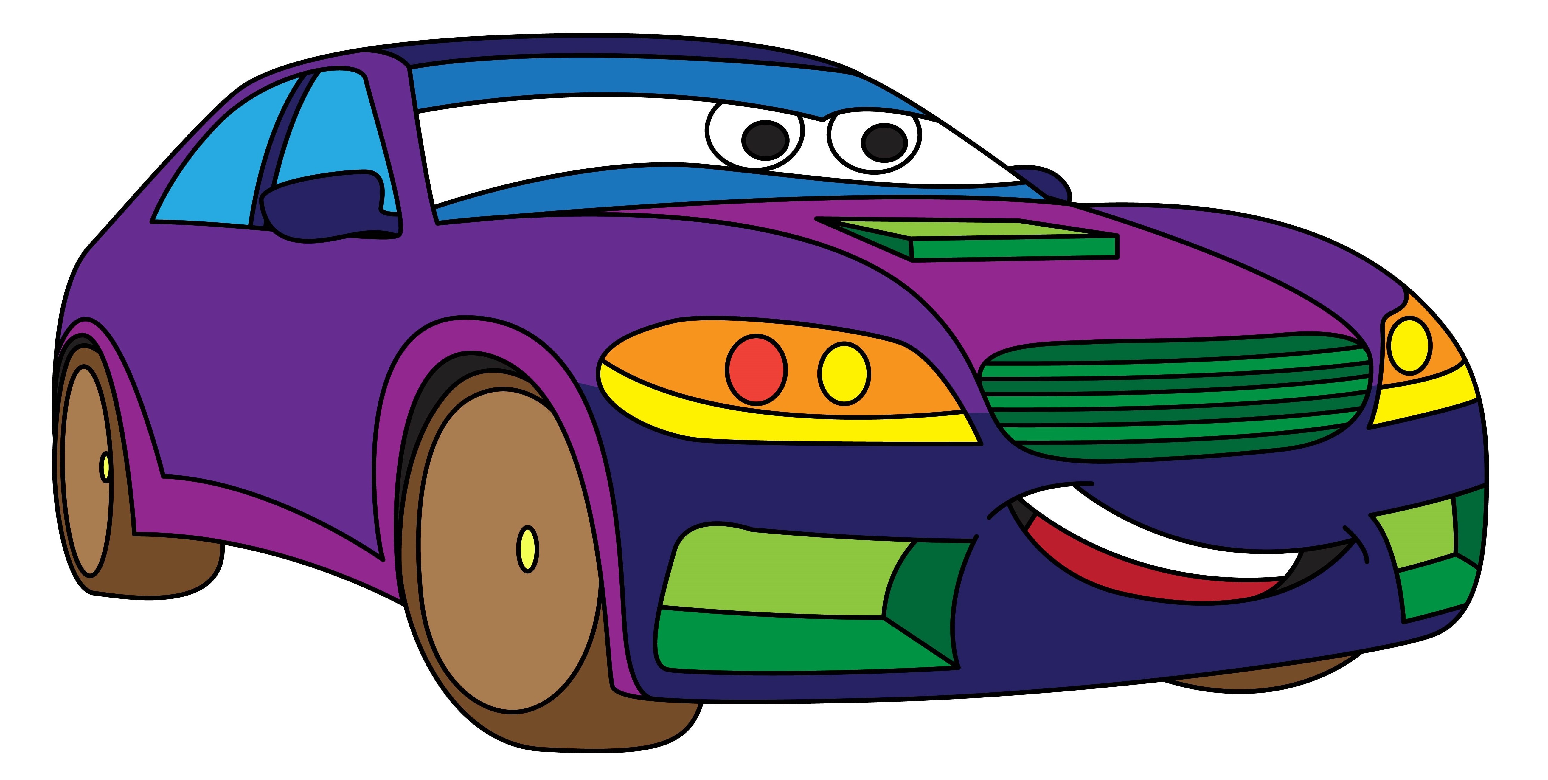 Раскраска улыбающаяся гоночная машинка с глазами формата А4 в высоком качестве