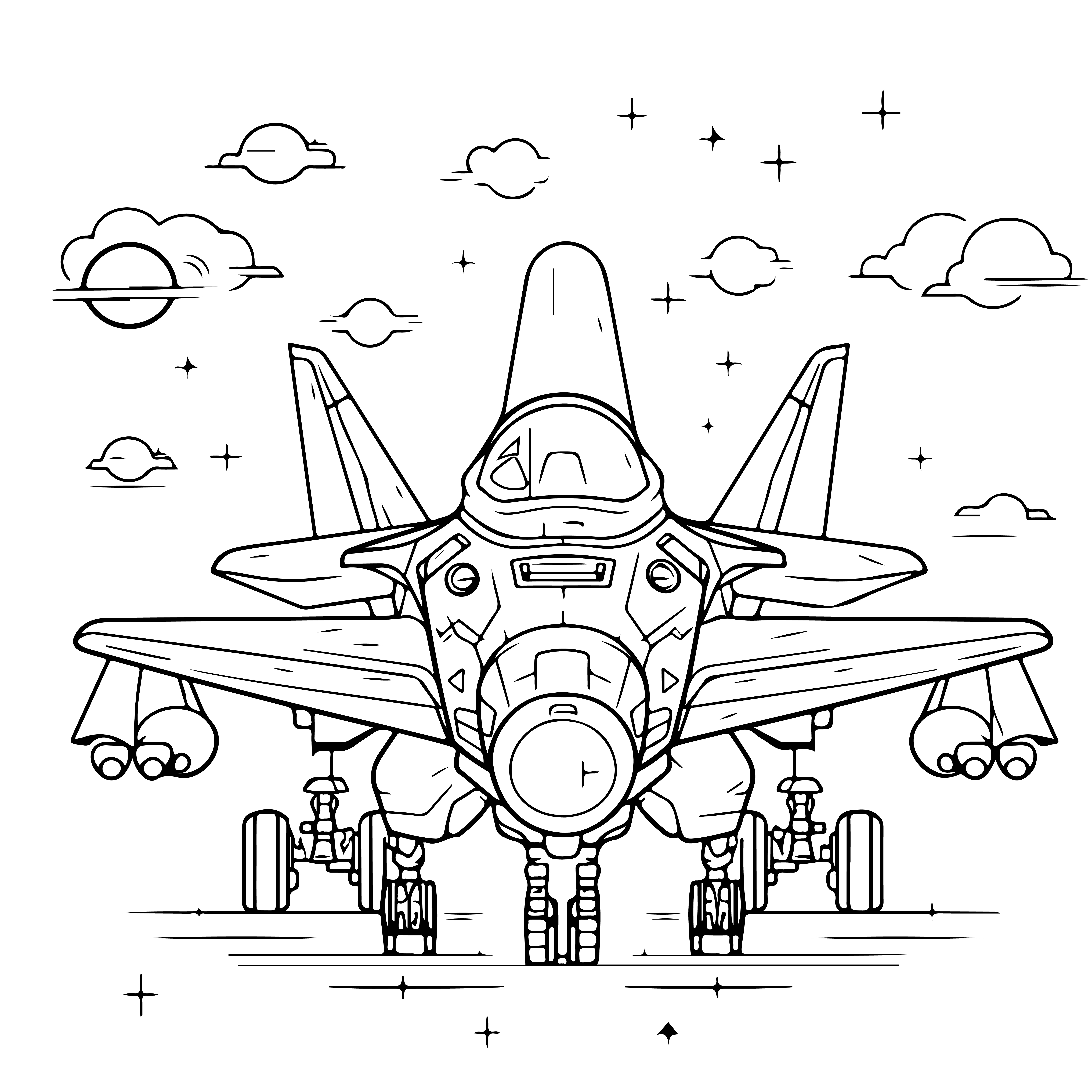 Раскраска истребитель «Воздушный охотник» формата А4 в высоком качестве