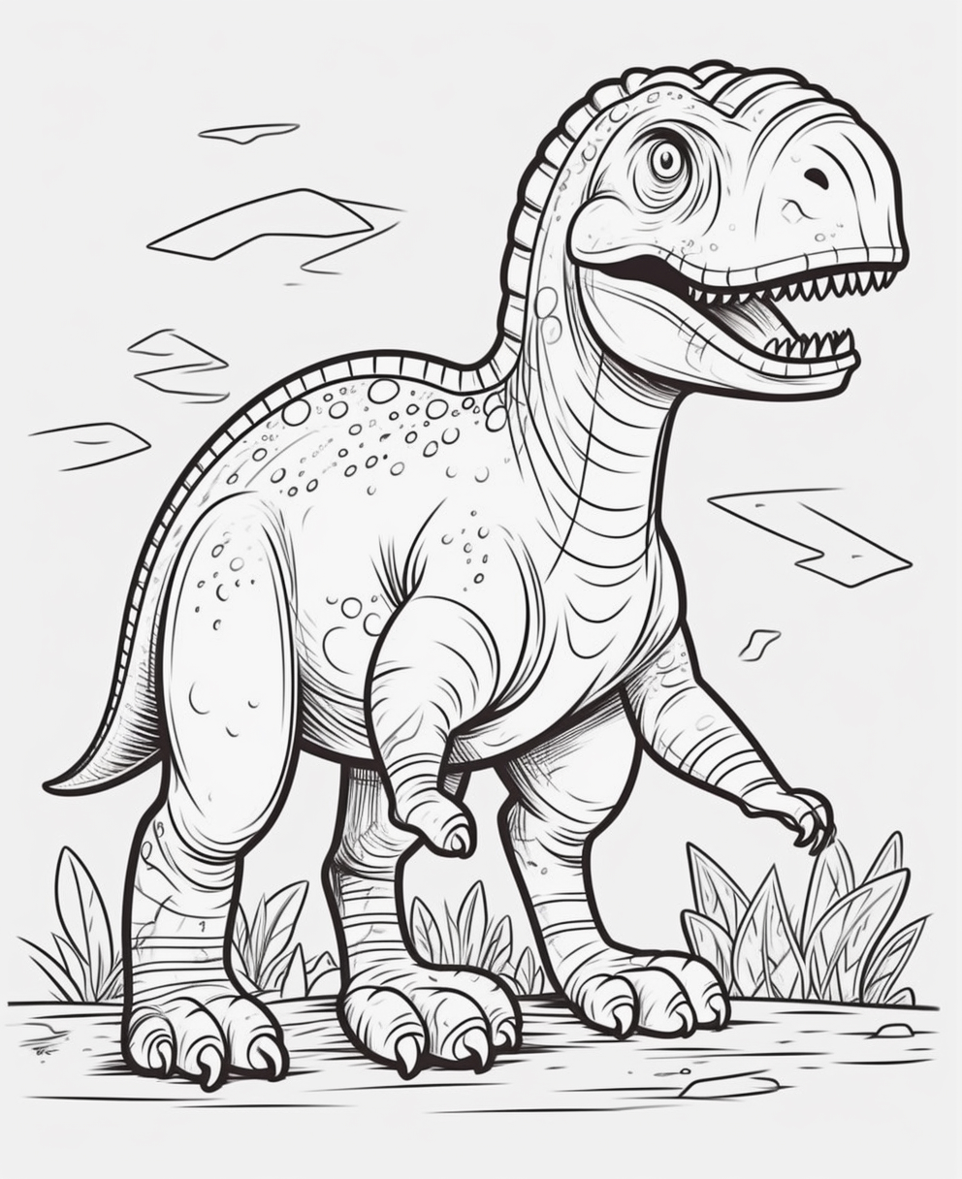 Раскраска реалистичный динозавр формата А4 в высоком качестве