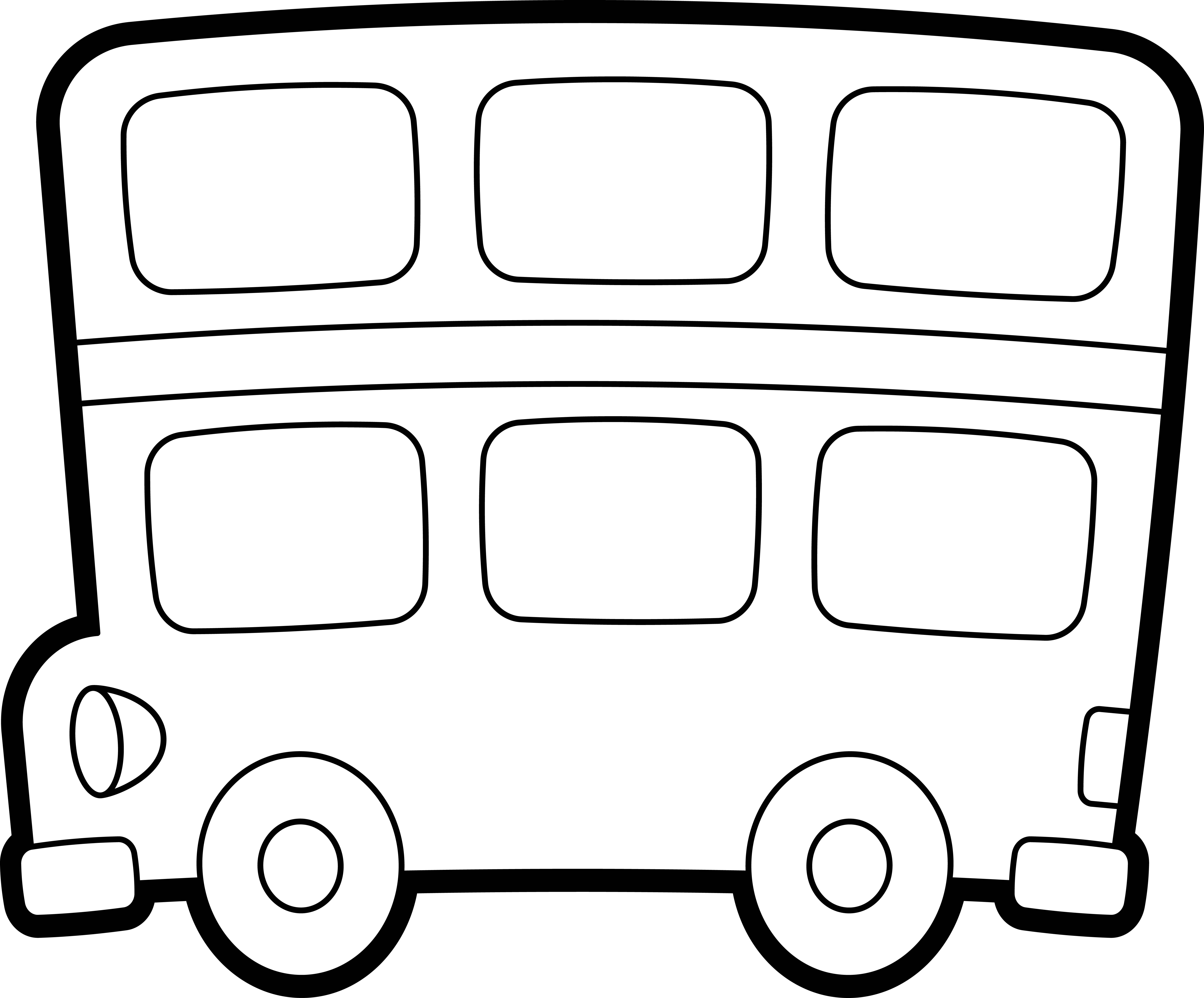 Раскраска мультяшный Лондонский автобус двухэтажный формата А4 в высоком качестве