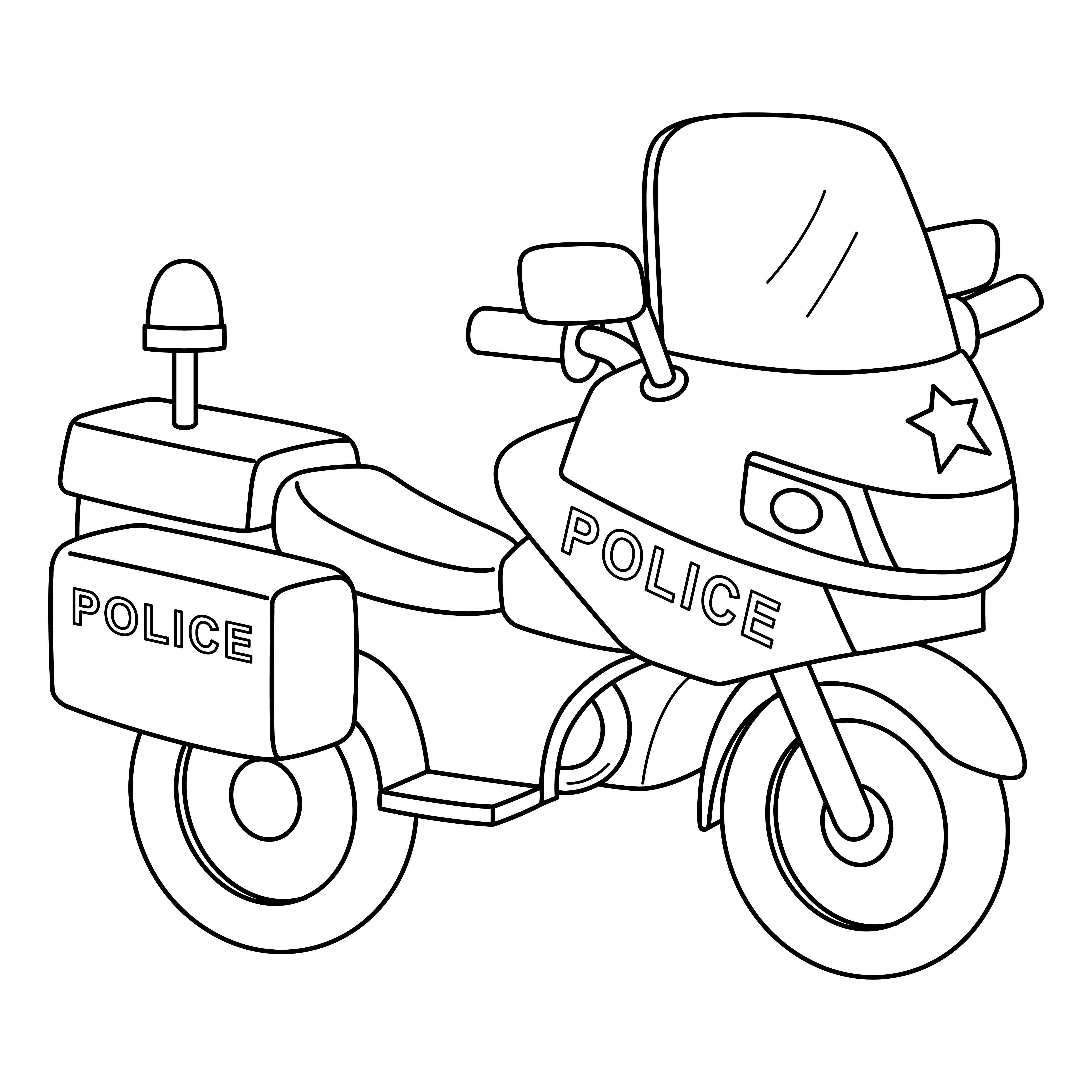 Раскраска полицейский мотоцикл формата А4 в высоком качестве