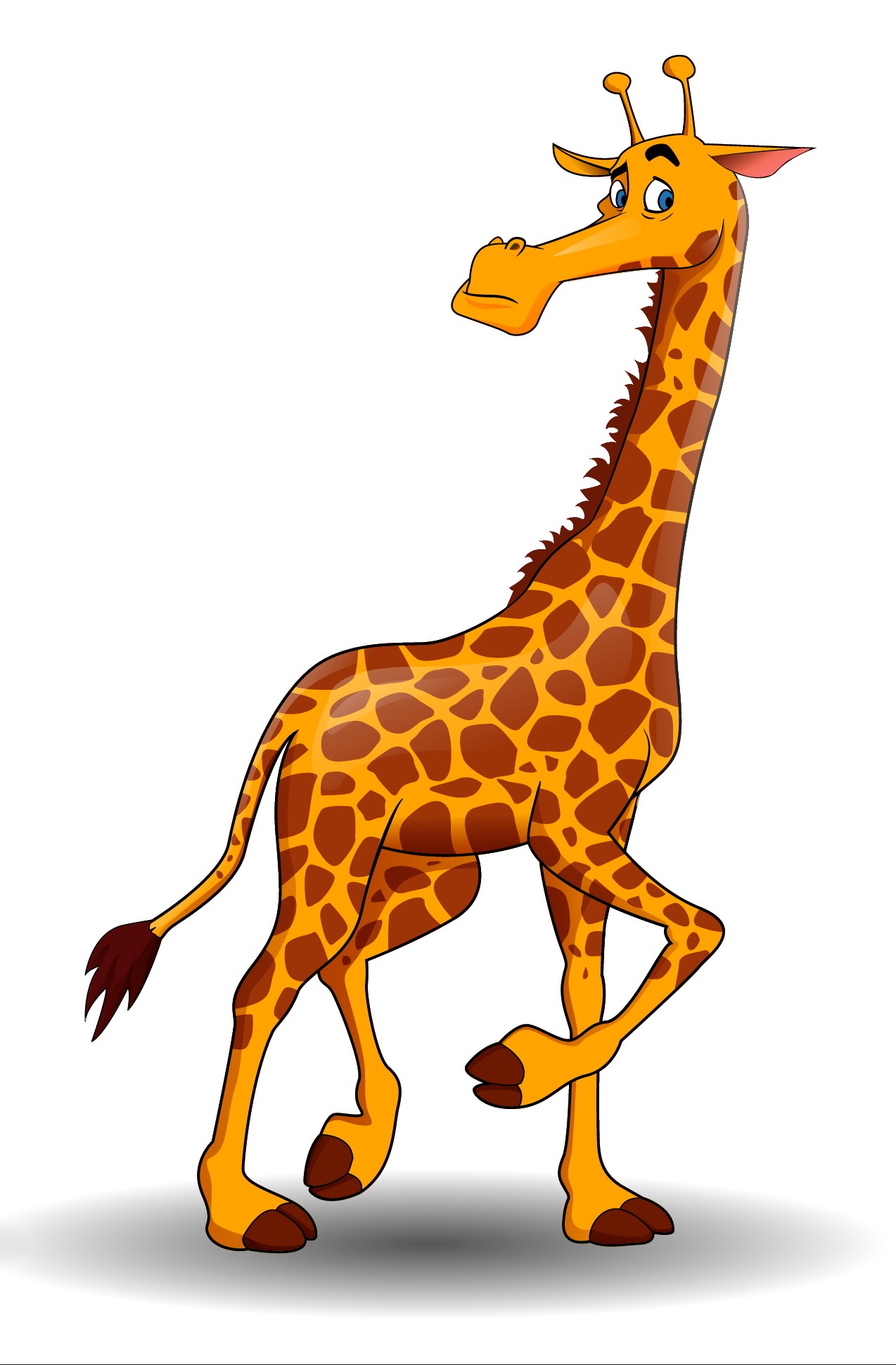 Образец раскрашенной картинки жираф с поднятым копытом