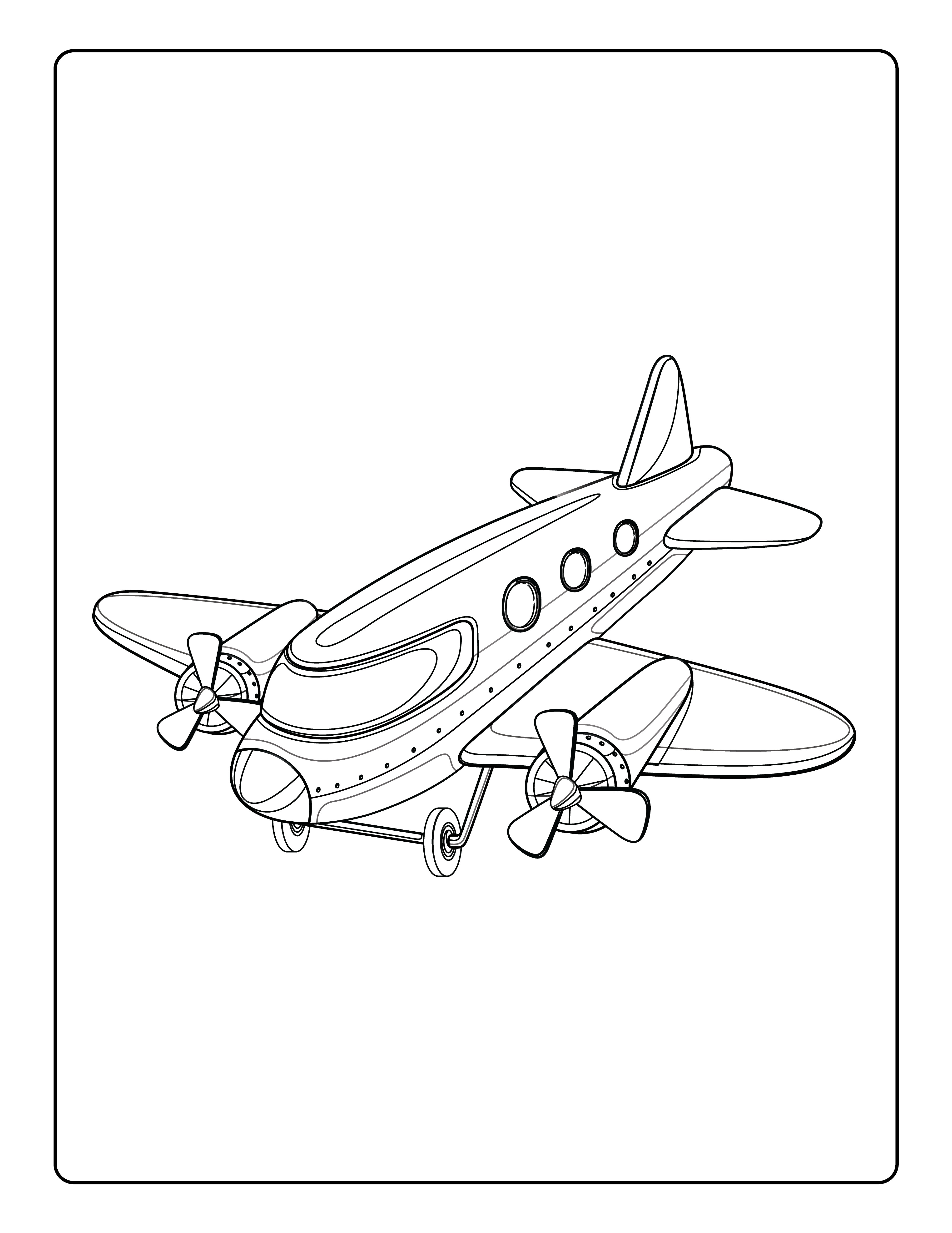 Раскраска винтокрылый самолет в полете формата А4 в высоком качестве
