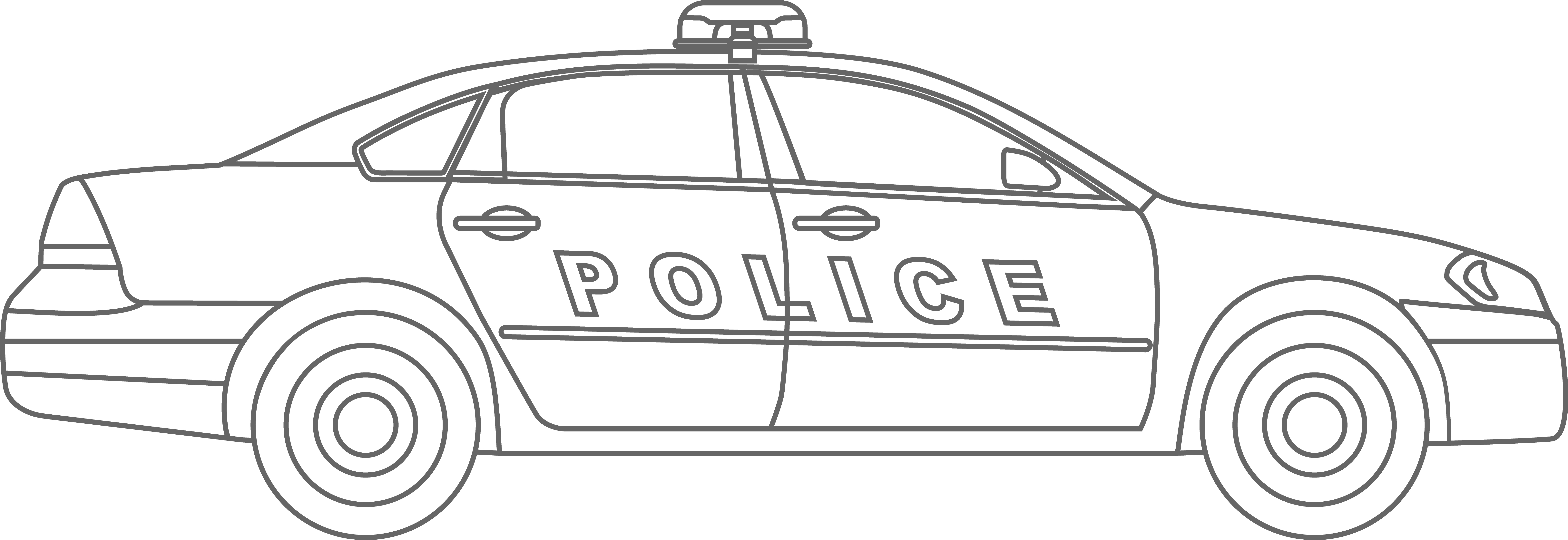 Раскраска полицейская машина в профиль формата А4 в высоком качестве