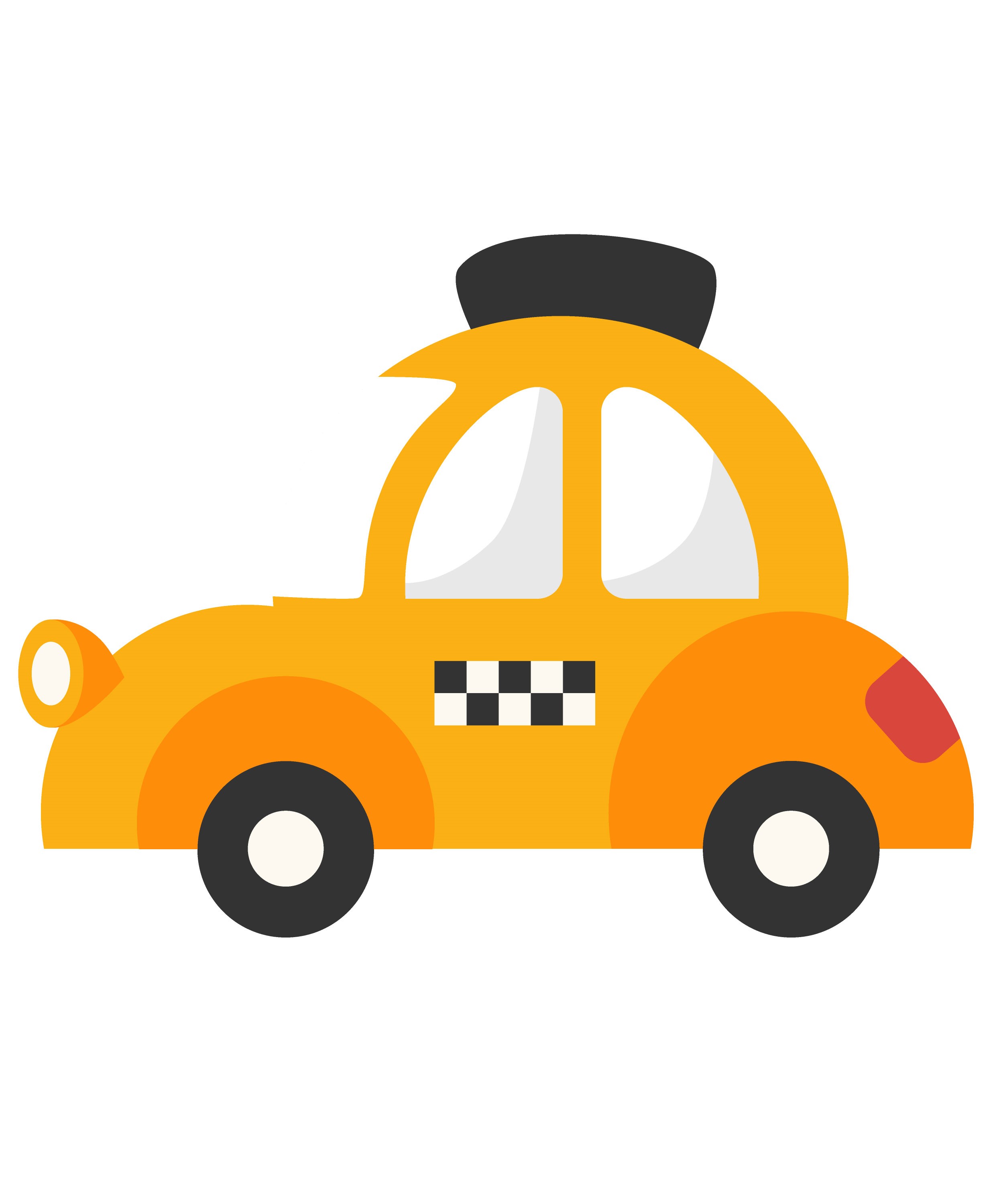 Образец раскрашенной картинки симпатичная машинка такси