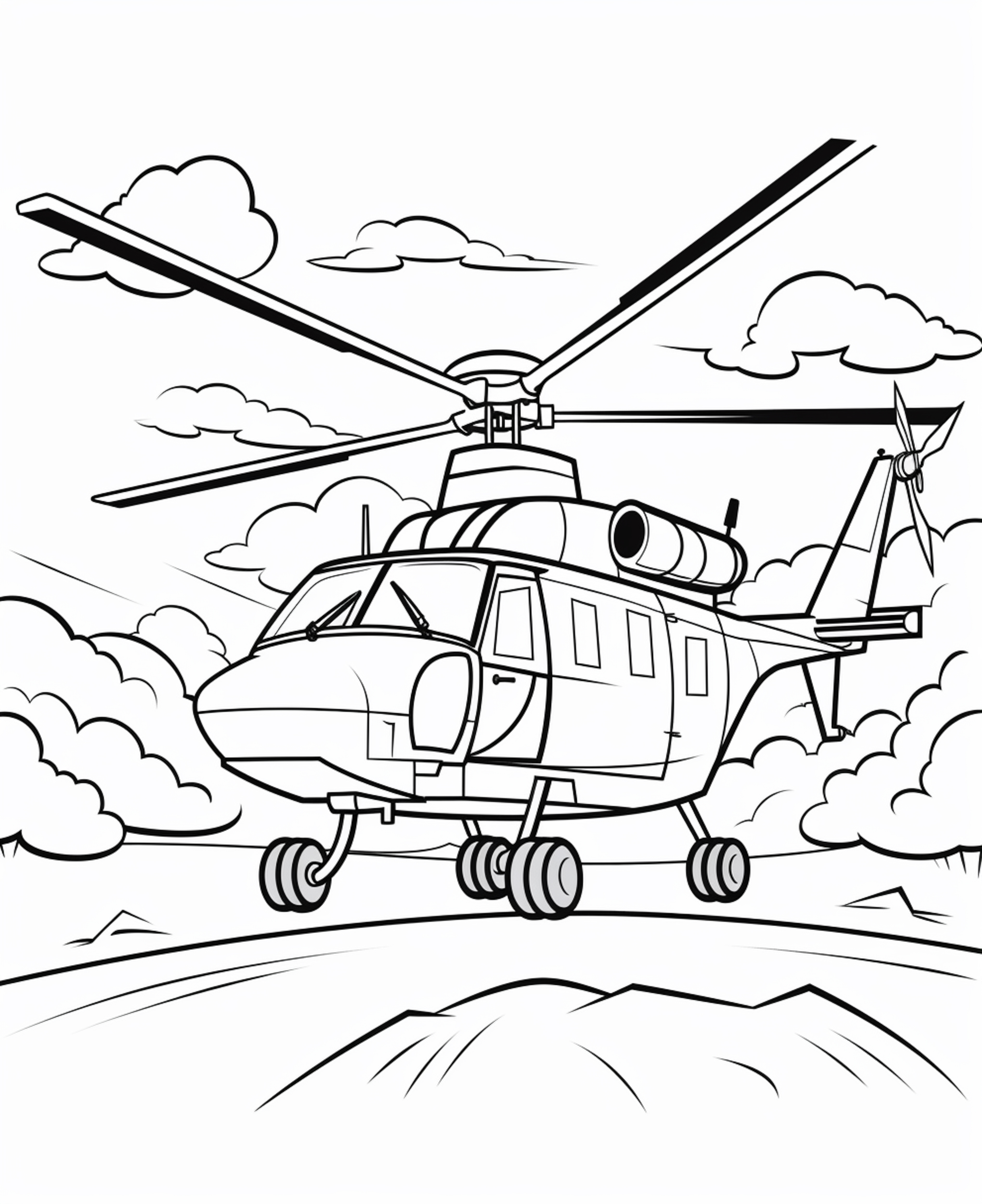 Раскраска вертолет «Крылатые мечты» формата А4 в высоком качестве
