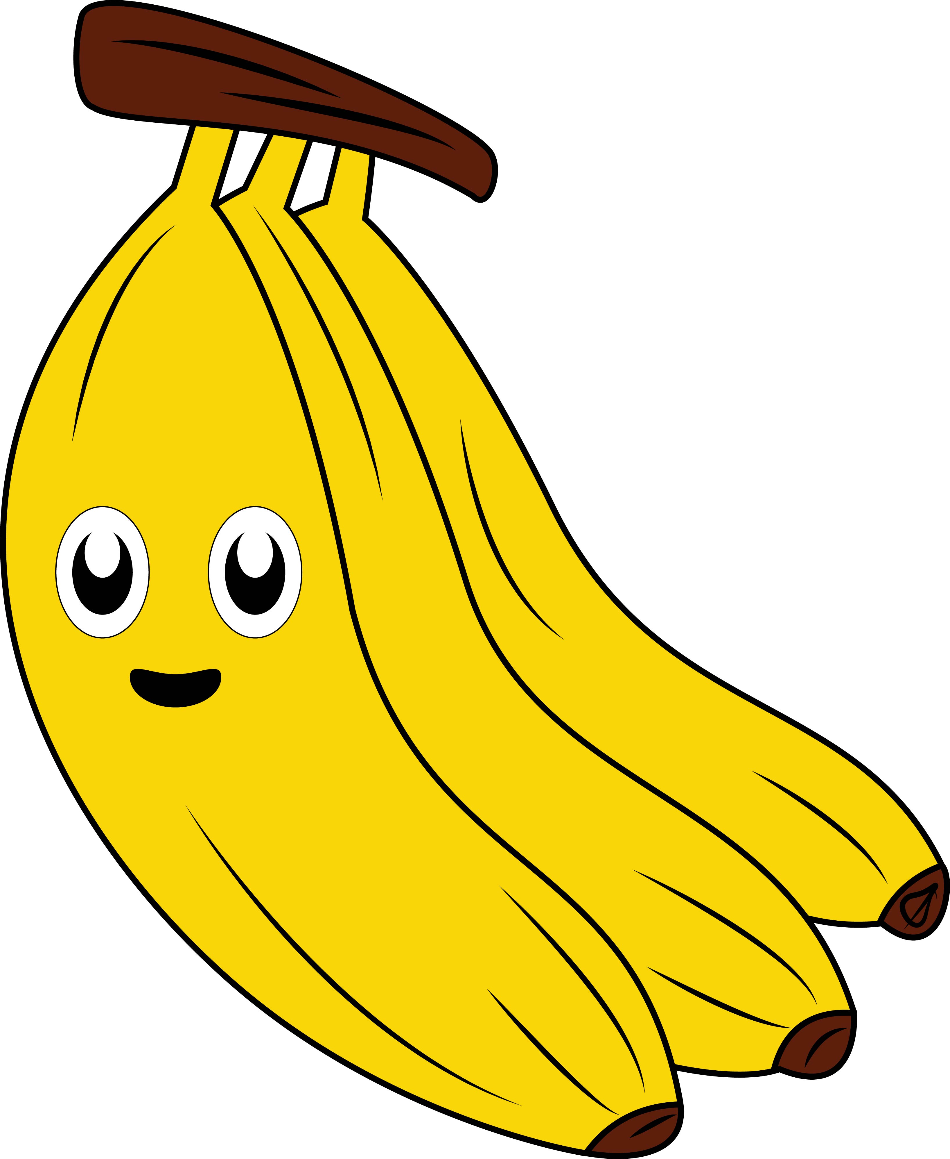 Раскраска банан с лицом и большими глазами формата А4 в высоком качестве