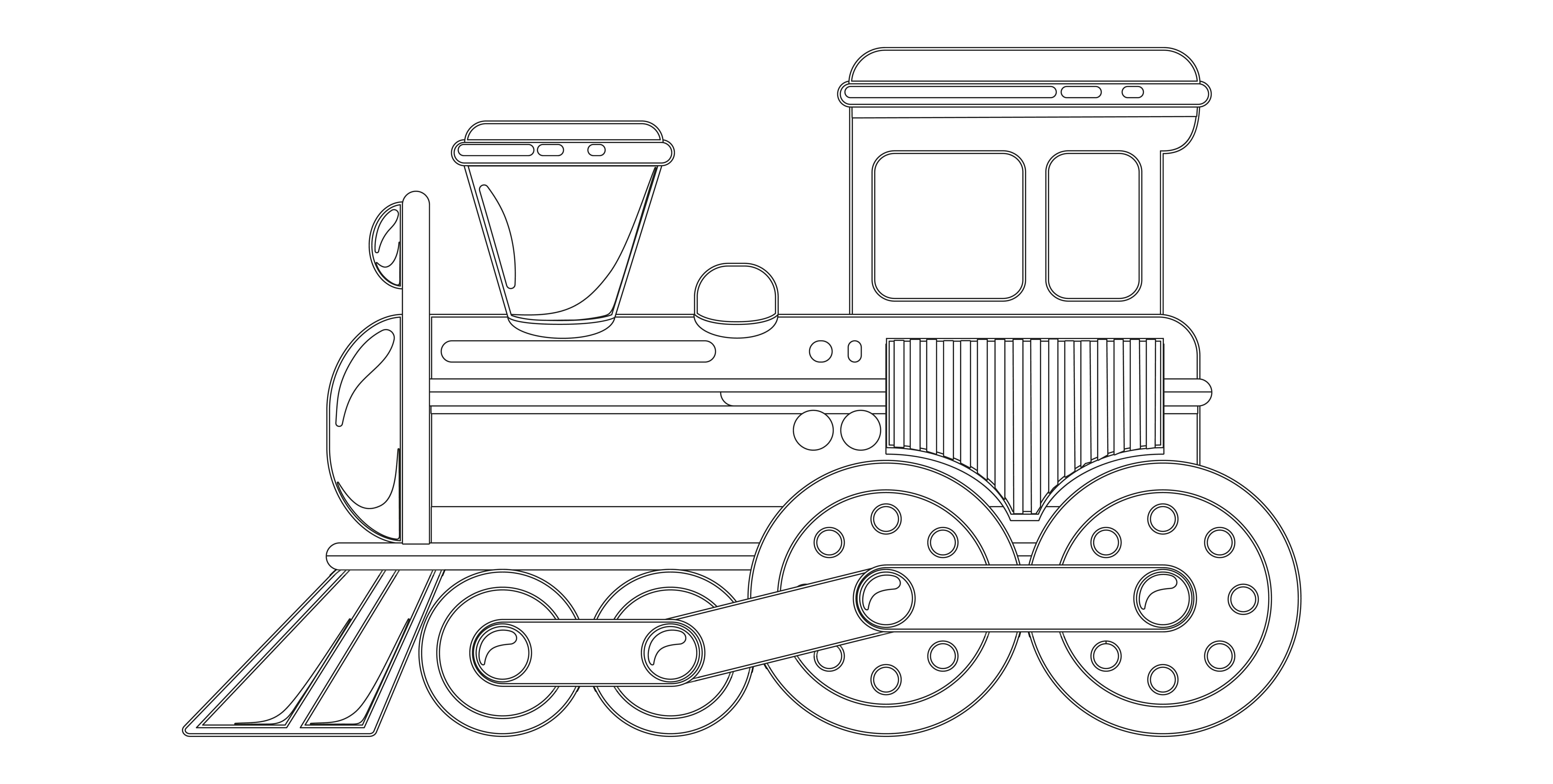 Раскраска поезд старый локомотив формата А4 в высоком качестве