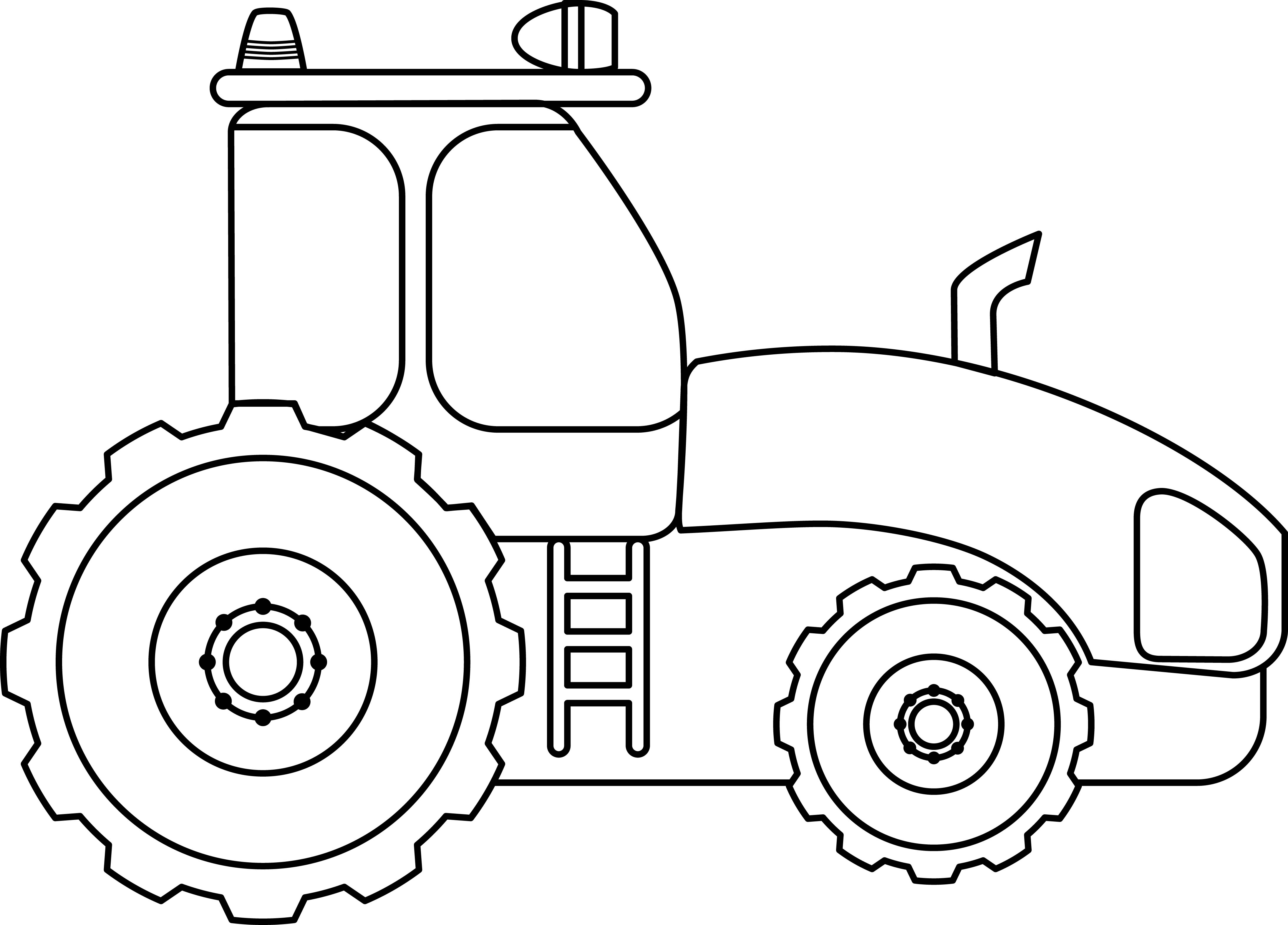 Раскраска строительный трактор с прожектором на крыше формата А4 в высоком качестве